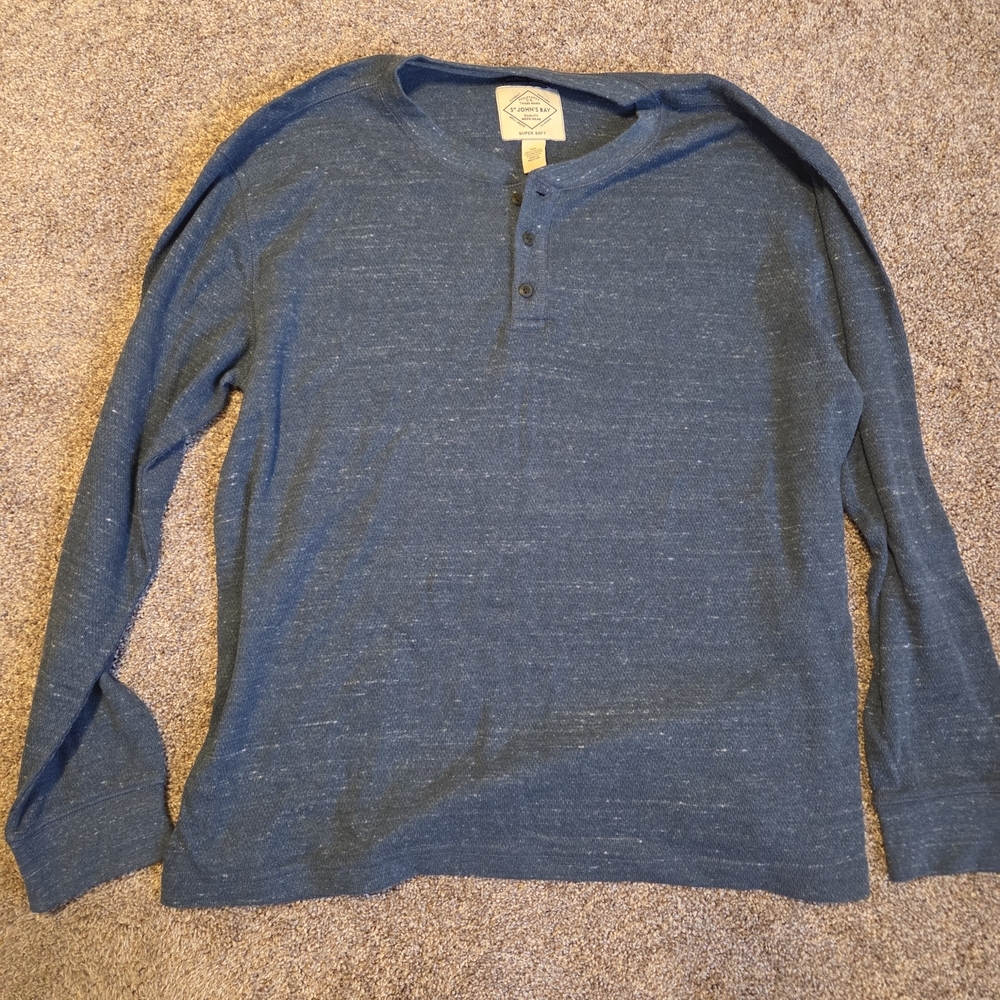 St. John's Bay Men's Long-Sleeve Henley - Navy Blue
